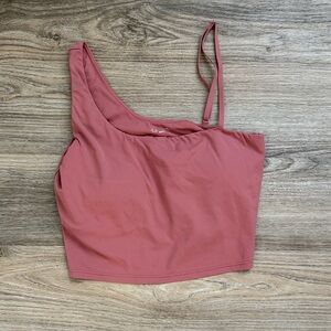 Offline by Aerie One-Shoulder Sports Bra in Rose